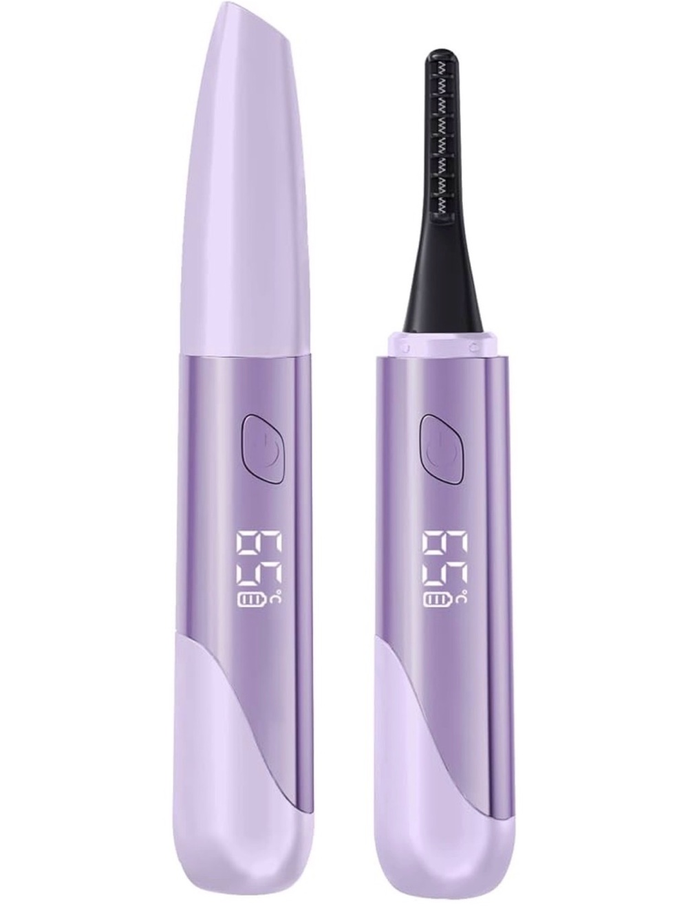 purple charging electric heated eyelash curler with an LCD digital display